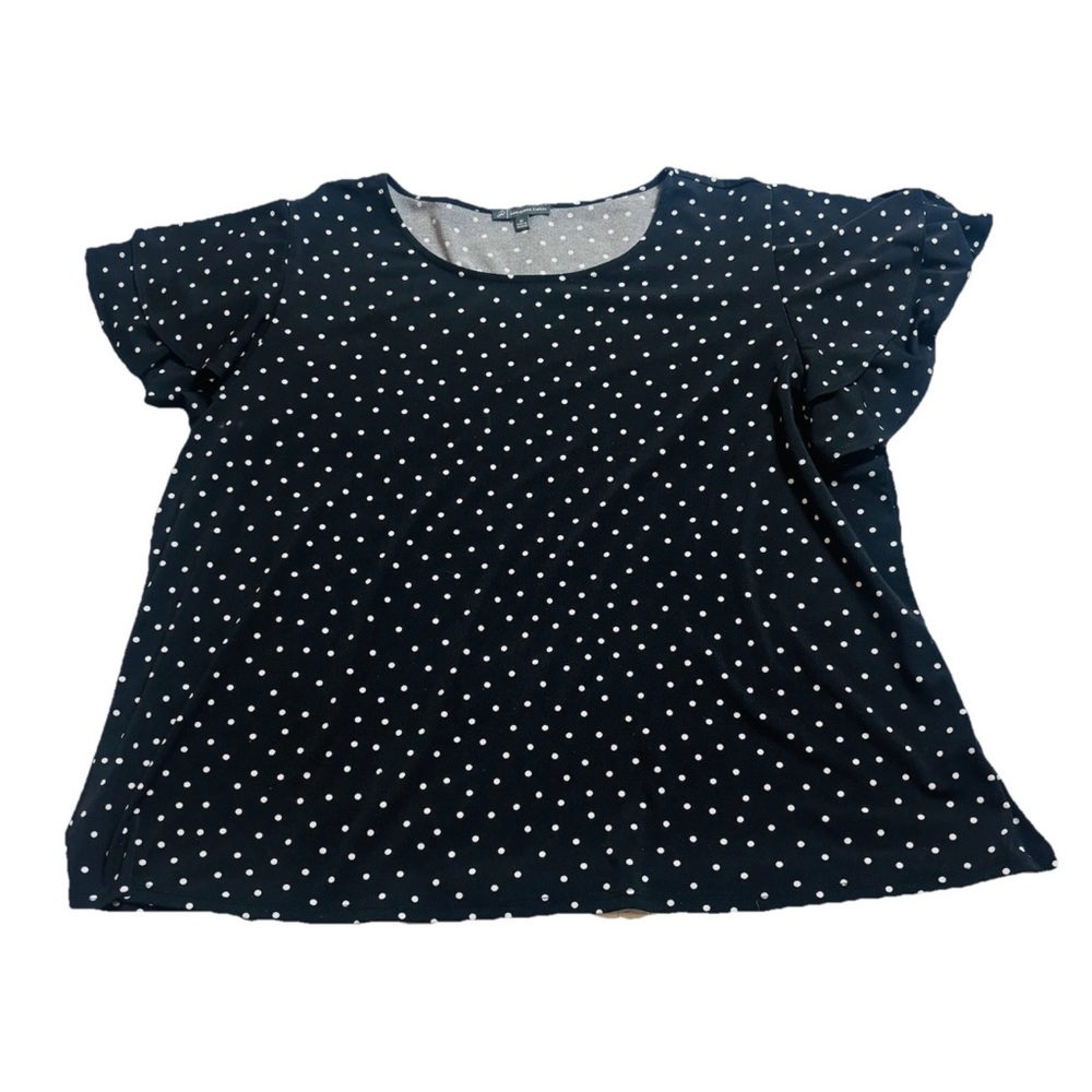 Adrianna Papell Women's Top Size 3X Plus Black Polka Dot Stretch Flutter Sleeve - Picture 9 of 9